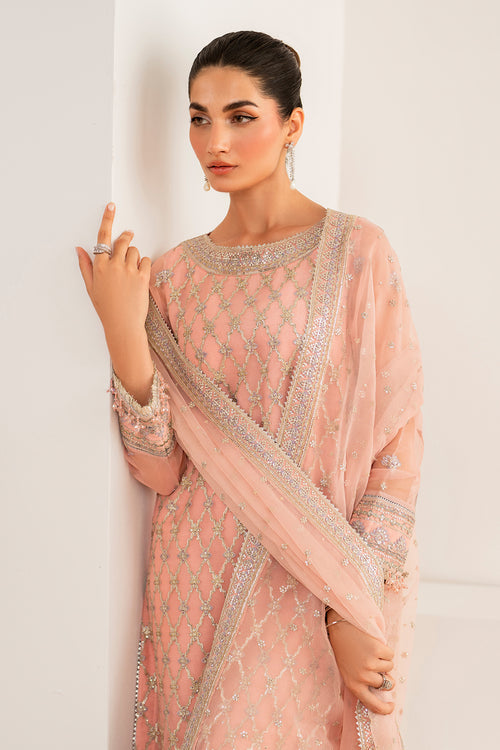 Baroque | Velvet Formals | CHIFFON UF-697 XL Peach Pink Chiffon