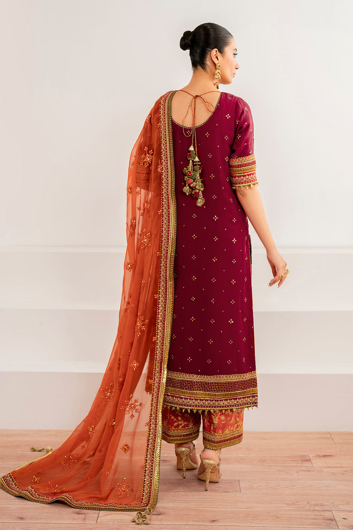 Baroque | Velvet Formals | CHIFFON UF-698 S Dark Maroon Chiffon