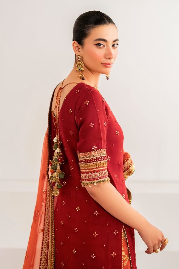 Baroque | Velvet Formals | CHIFFON UF-698 M Dark Maroon Chiffon