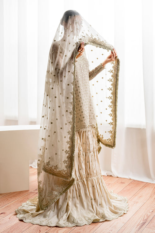 Baroque | Velvet Formals | CHIFFON UF-687 M Ivory Chiffon