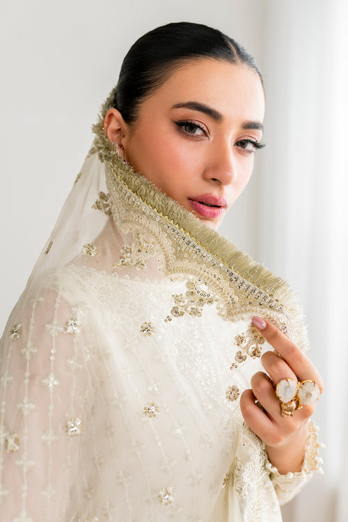 Baroque | Velvet Formals | CHIFFON UF-687 L Ivory Chiffon