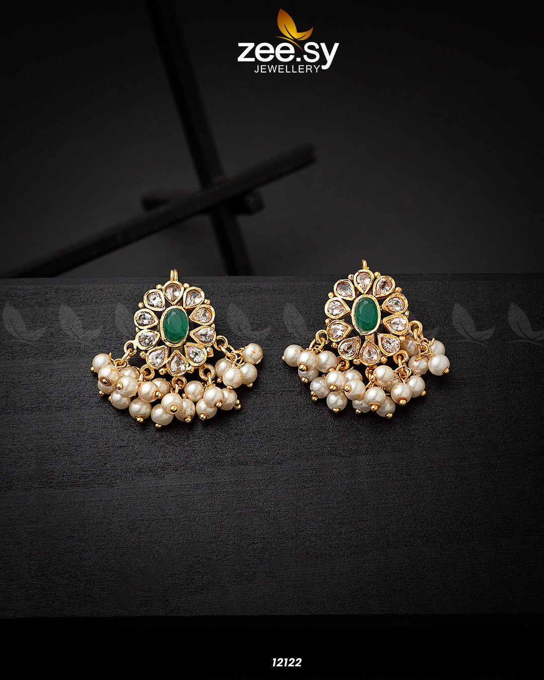 Beads Studs Earrings Green