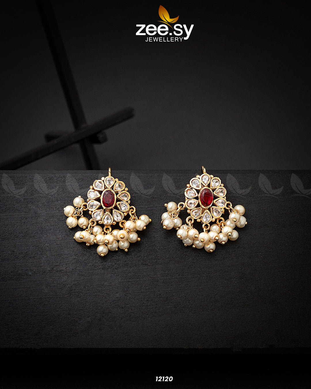 Beads Studs Earrings Red