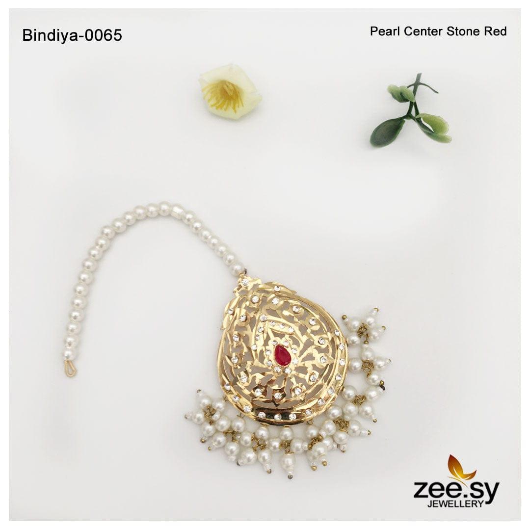 Bindiya-0065 Pearl Center Stone Red