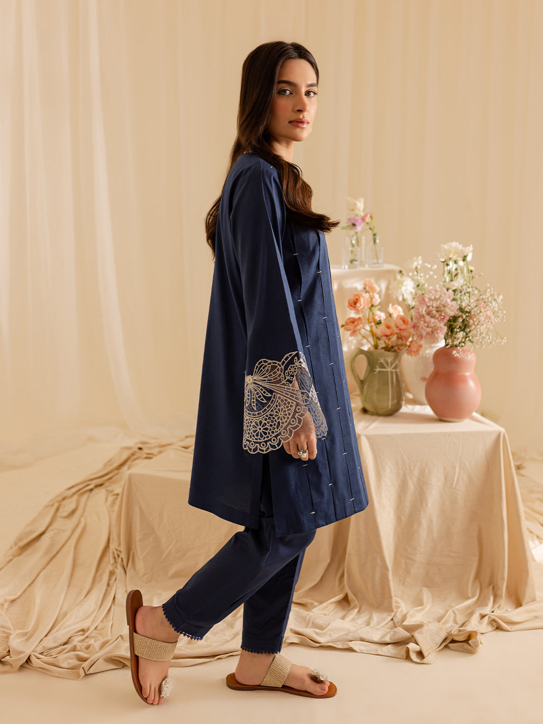 Mahnur | Petal Whispers Lawn Pret | Bluebell XL Navy Lawn