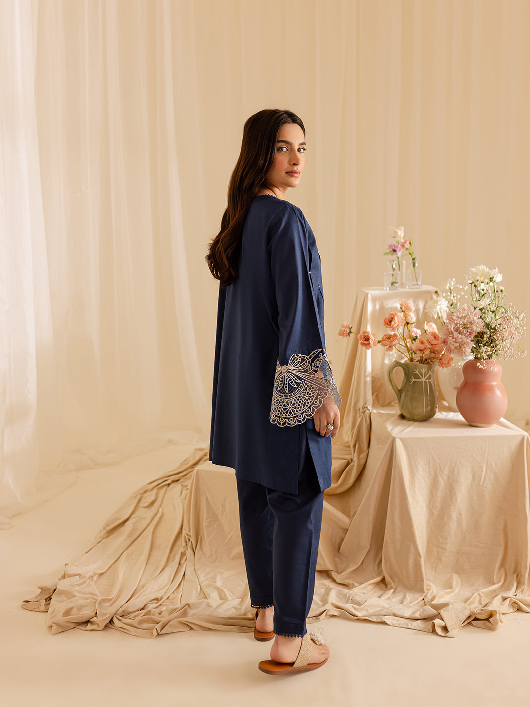 Mahnur | Petal Whispers Lawn Pret | Bluebell S Navy Lawn