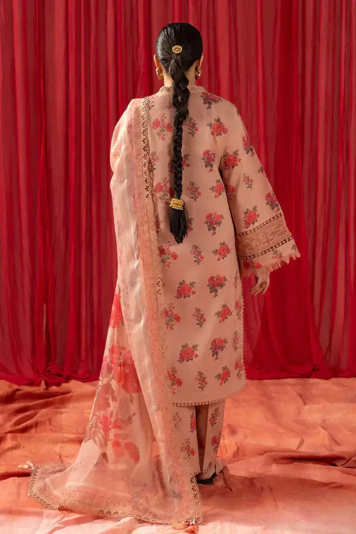 Alizeh | Sheen Lawn Prints 24 | Coral Peach - Pakistani Designer Dress - by Alizeh | Type: Luxury - 100% Original at Saira Sultan