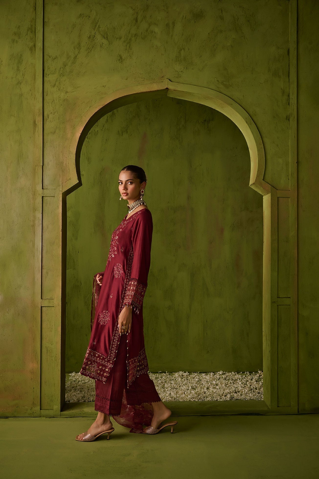 Dhanak | Festive Formals | SS24DU-3197 MAROON 3Pcs - Pakistani Designer Dress - by Dhanak | Type: Formal - 100% Original at Saira Sultan