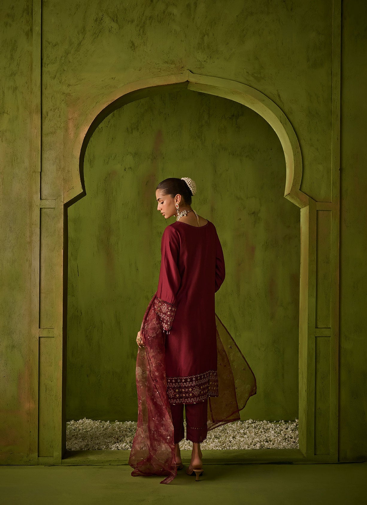 Dhanak | Festive Formals | SS24DU-3197 MAROON 3Pcs - Pakistani Designer Dress - by Dhanak | Type: Formal - 100% Original at Saira Sultan