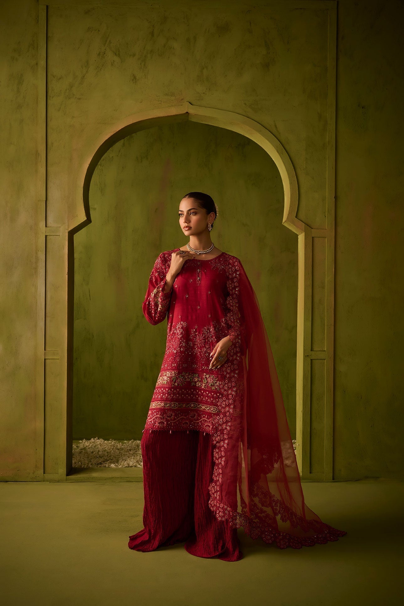 Dhanak | Festive Formals | SS24DU-3200 DARK-PINK 3Pcs - Pakistani Designer Dress - by Dhanak | Type: Formal - 100% Original at Saira Sultan