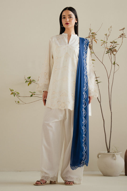 Zara Shahjahan | Eid Pret 25 | CR25P0215 XS Ivory Cambric