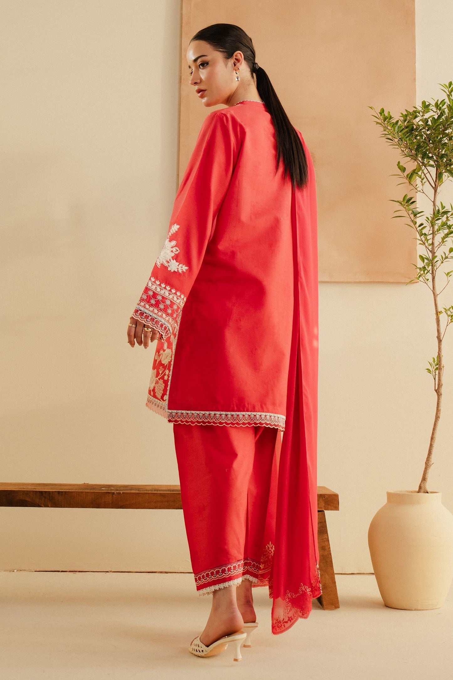 Zara Shahjahan | Eid Pret 25 | CR25P0230 S Coral Pink Dobby