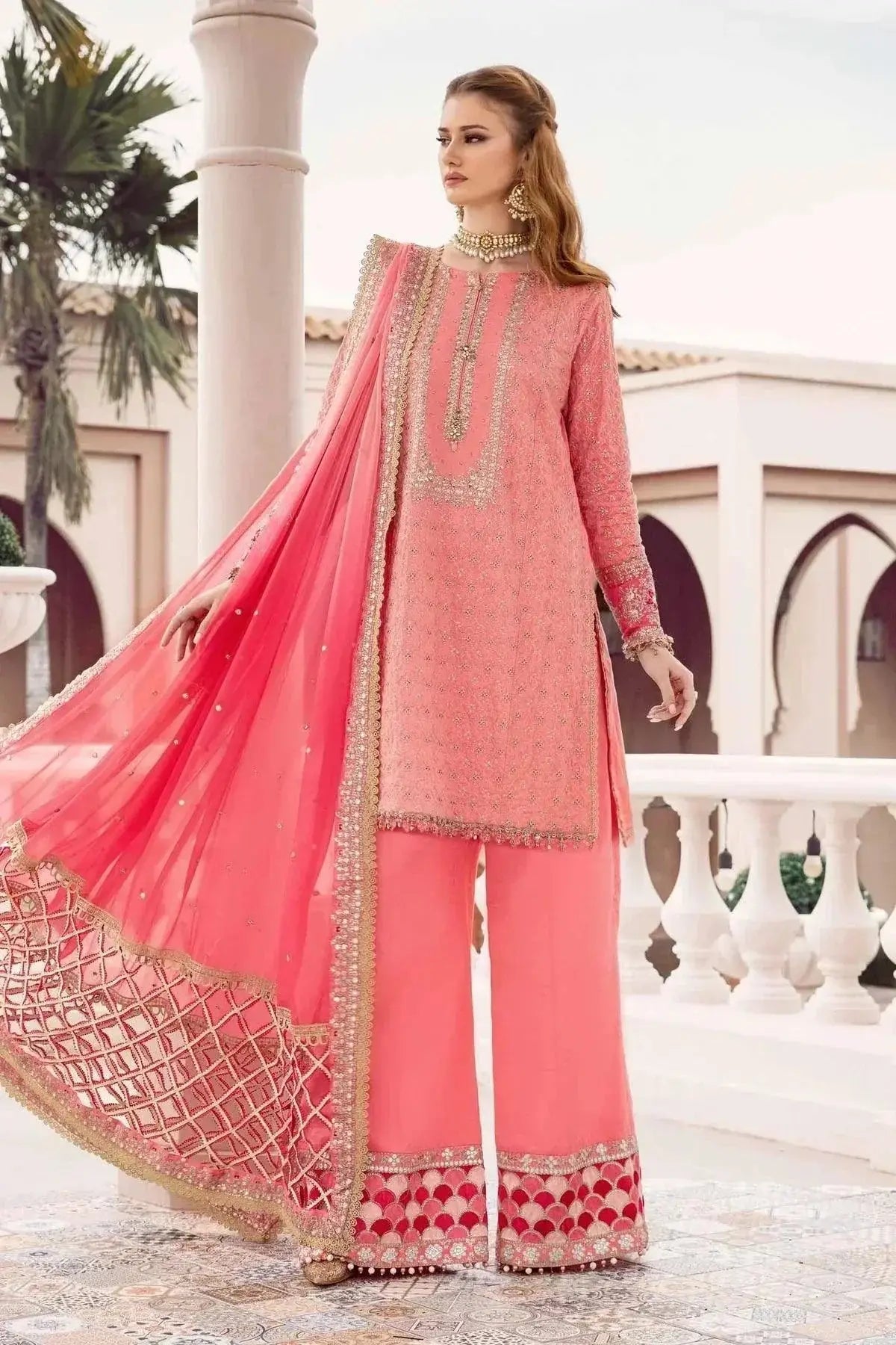 Maria B | Sateen Formals 23 | Candy Pink CST-701 - Pakistani Designer Dress - by Maria B | Type: Formal - 100% Original at Saira Sultan