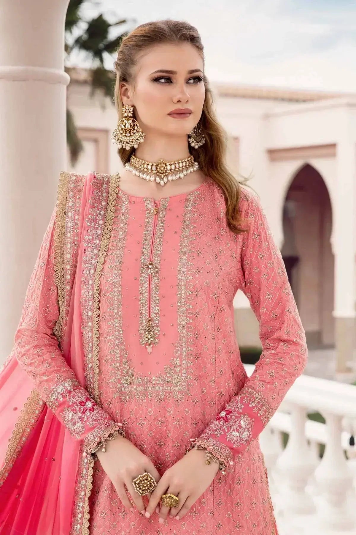 Maria B | Sateen Formals 23 | Candy Pink CST-701 - Pakistani Designer Dress - by Maria B | Type: Formal - 100% Original at Saira Sultan