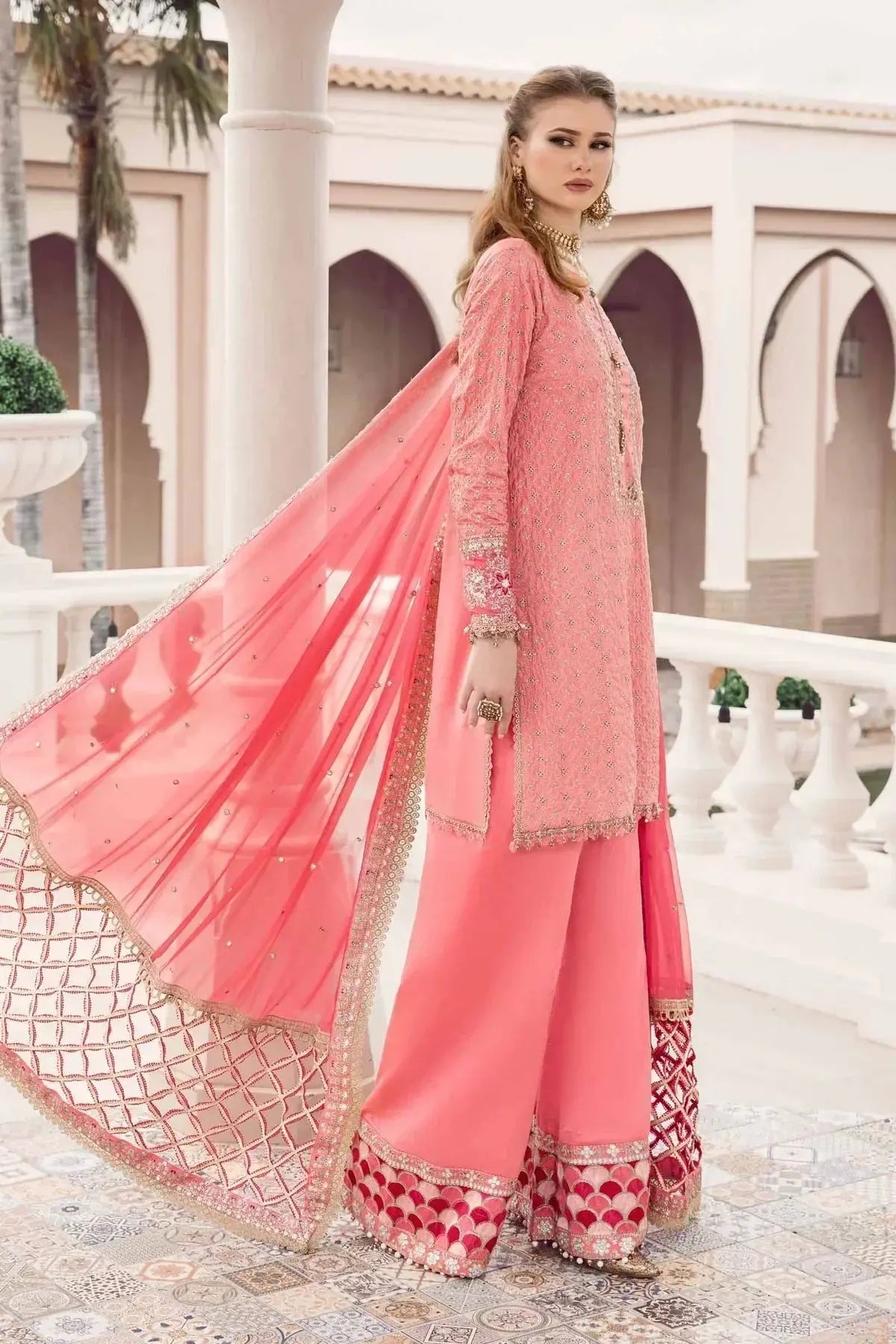 Maria B | Sateen Formals 23 | Candy Pink CST-701 - Pakistani Designer Dress - by Maria B | Type: Formal - 100% Original at Saira Sultan