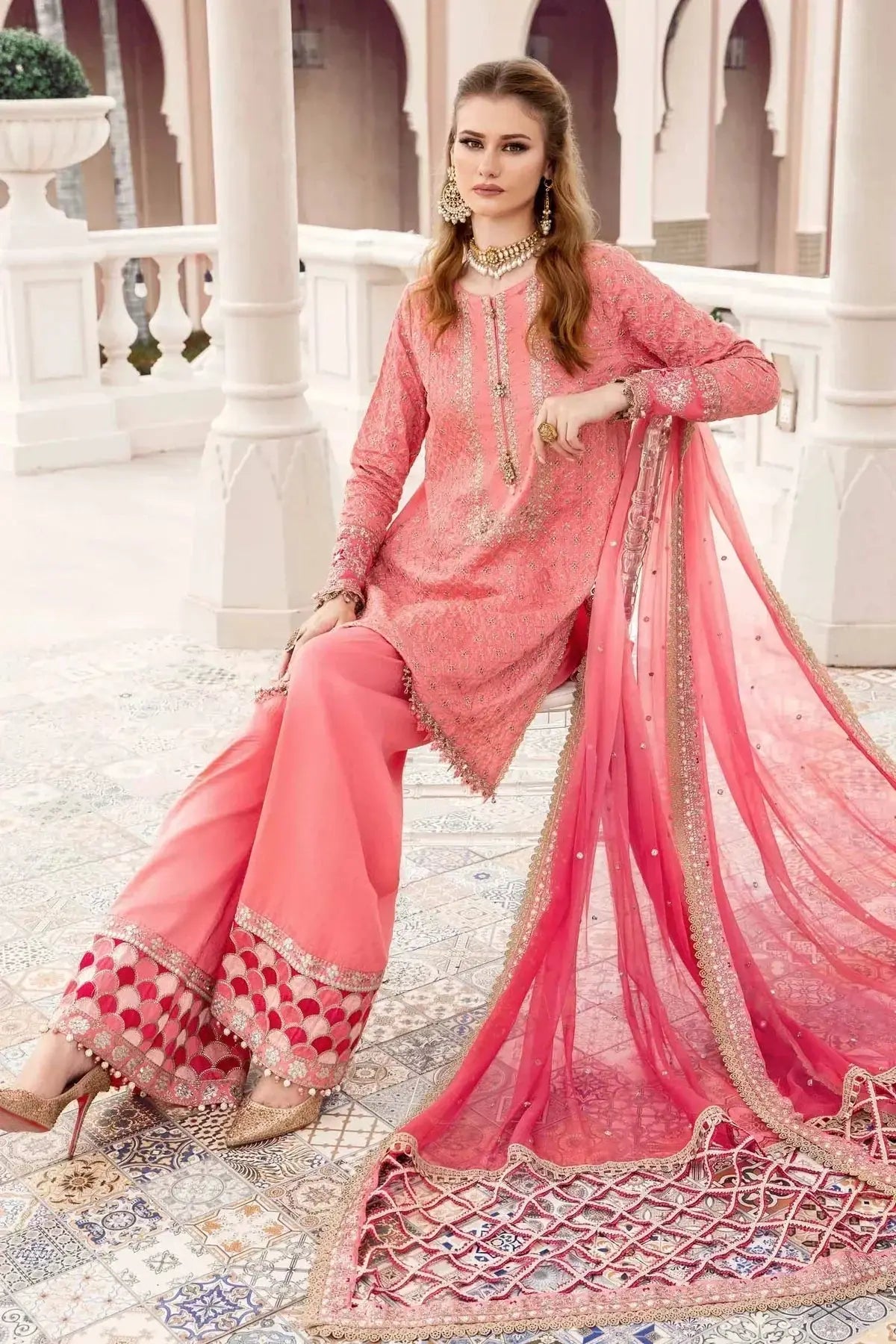 Maria B | Sateen Formals 23 | Candy Pink CST-701 - Pakistani Designer Dress - by Maria B | Type: Formal - 100% Original at Saira Sultan