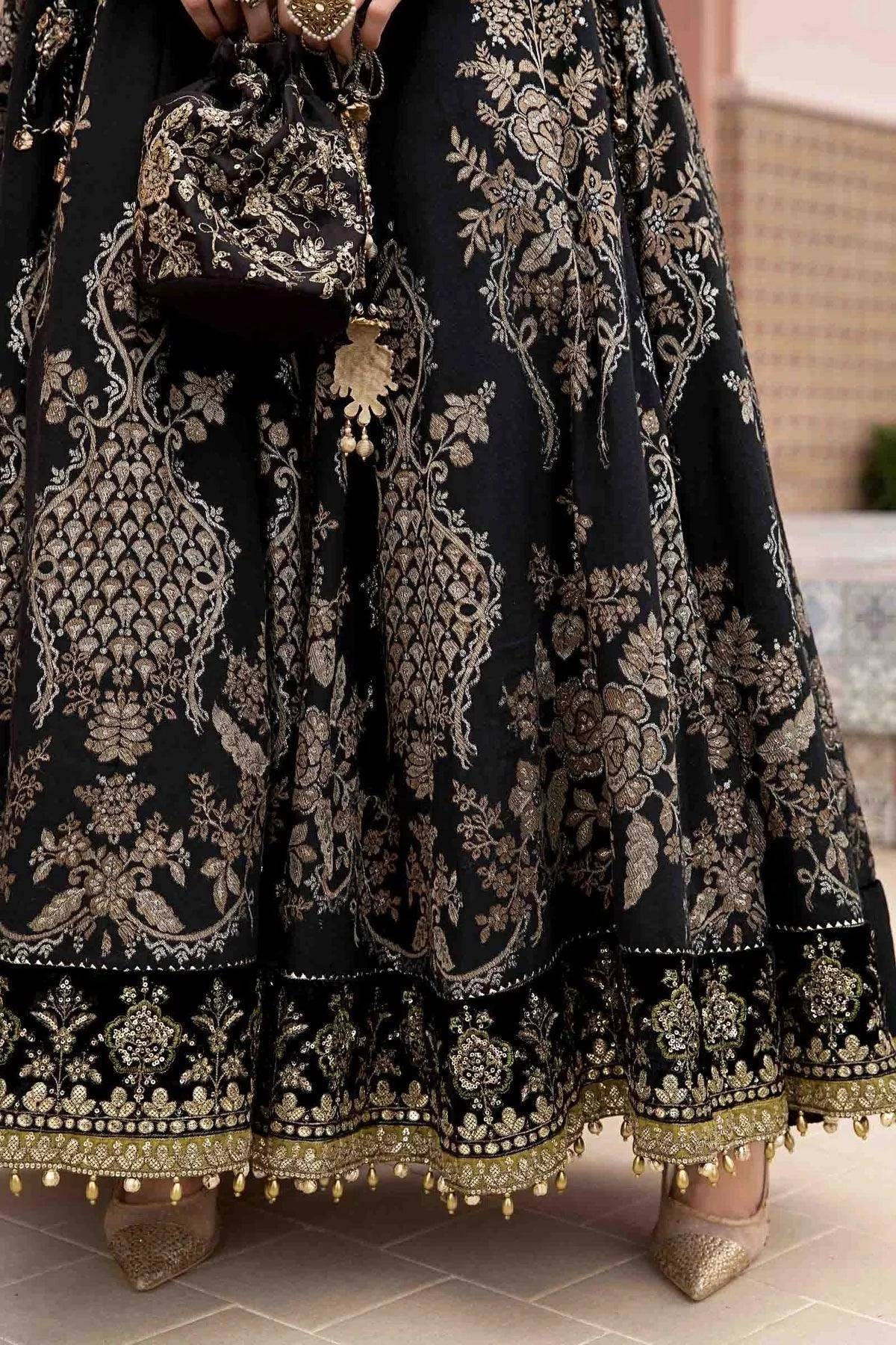 Maria B | Sateen Formals 23 | Black CST-703 - Pakistani Designer Dress - by Maria B | Type: Formal - 100% Original at Saira Sultan
