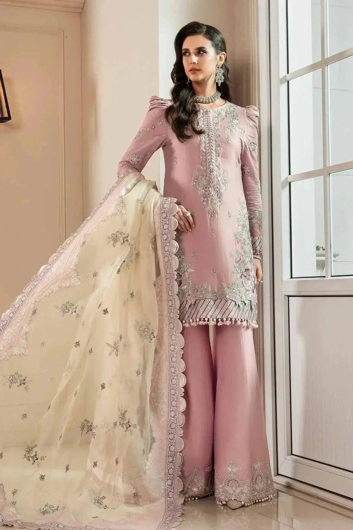 Maria B | Sateen Formals 23 | Mauve CST-706 - Pakistani Designer Dress - by Maria B | Type: Formal - 100% Original at Saira Sultan