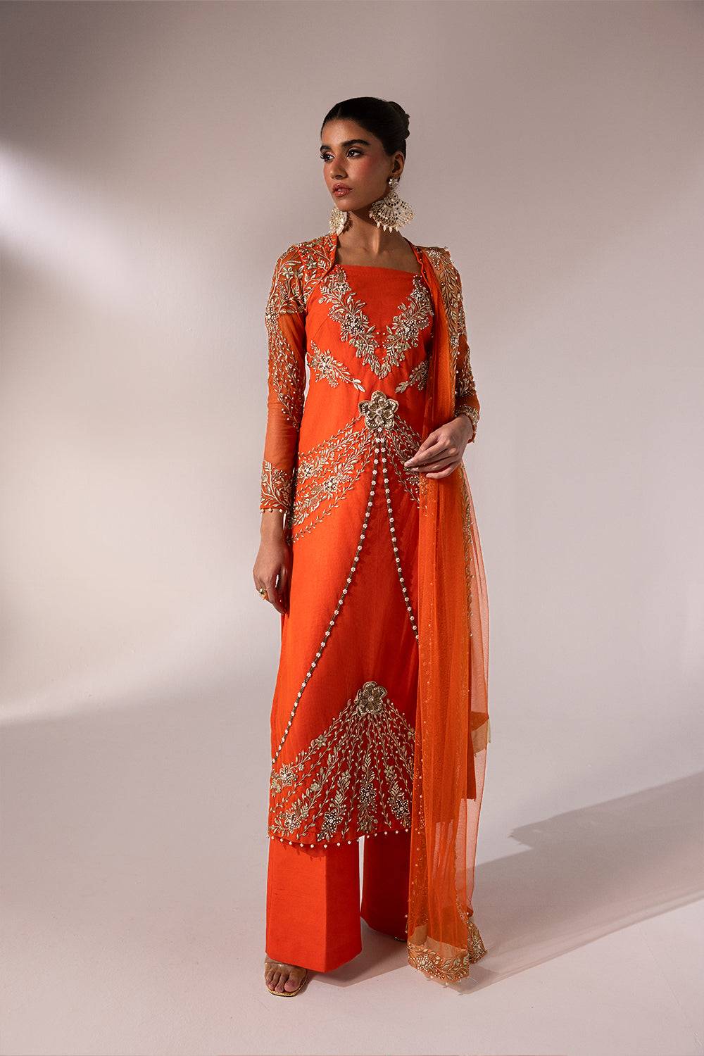 Caia | Regine Luxury Formal23 | TANGERINE - Pakistani Designer Dress - by Caia | Type: Formal - 100% Original at Saira Sultan