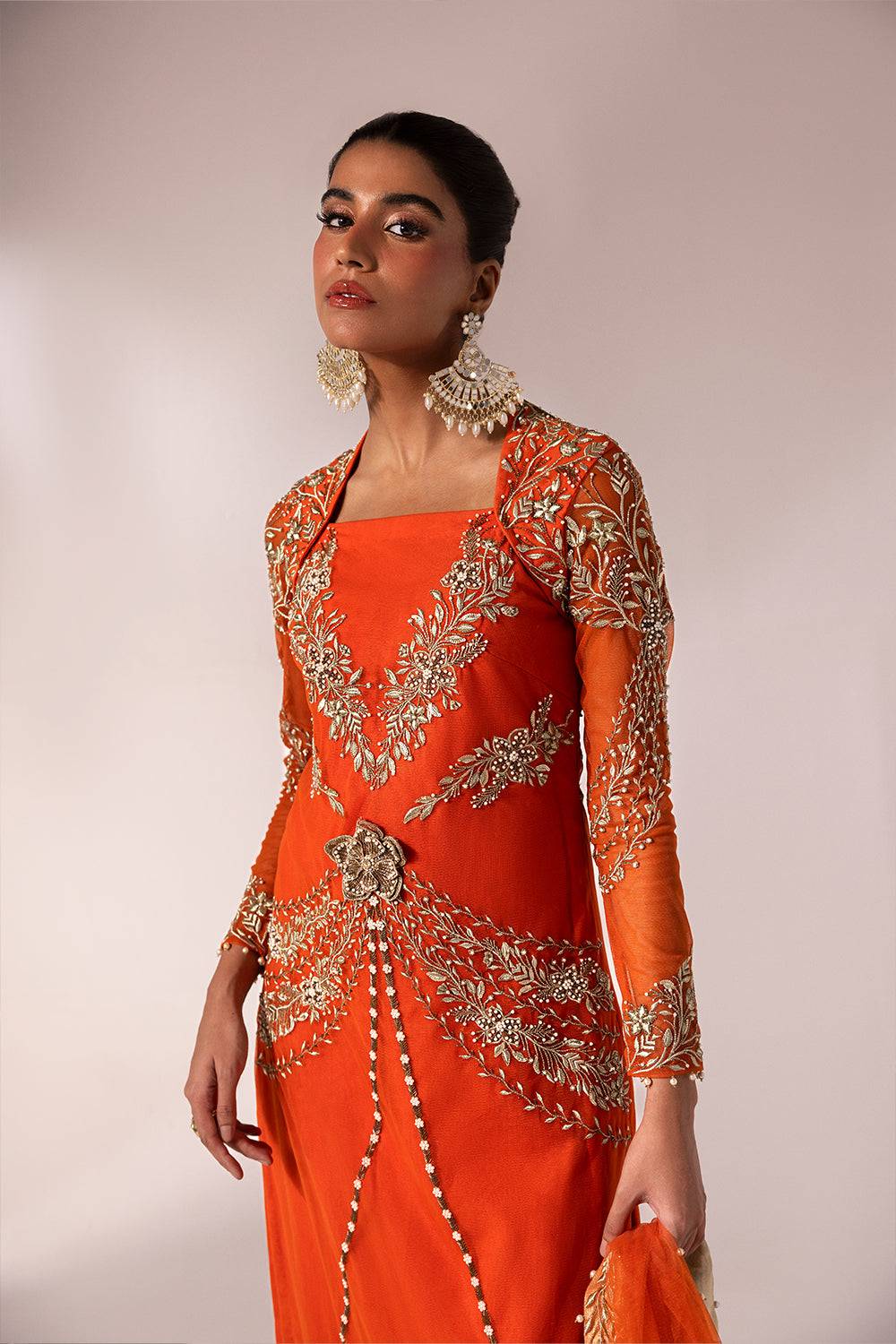 Caia | Regine Luxury Formal23 | TANGERINE - Pakistani Designer Dress - by Caia | Type: Formal - 100% Original at Saira Sultan