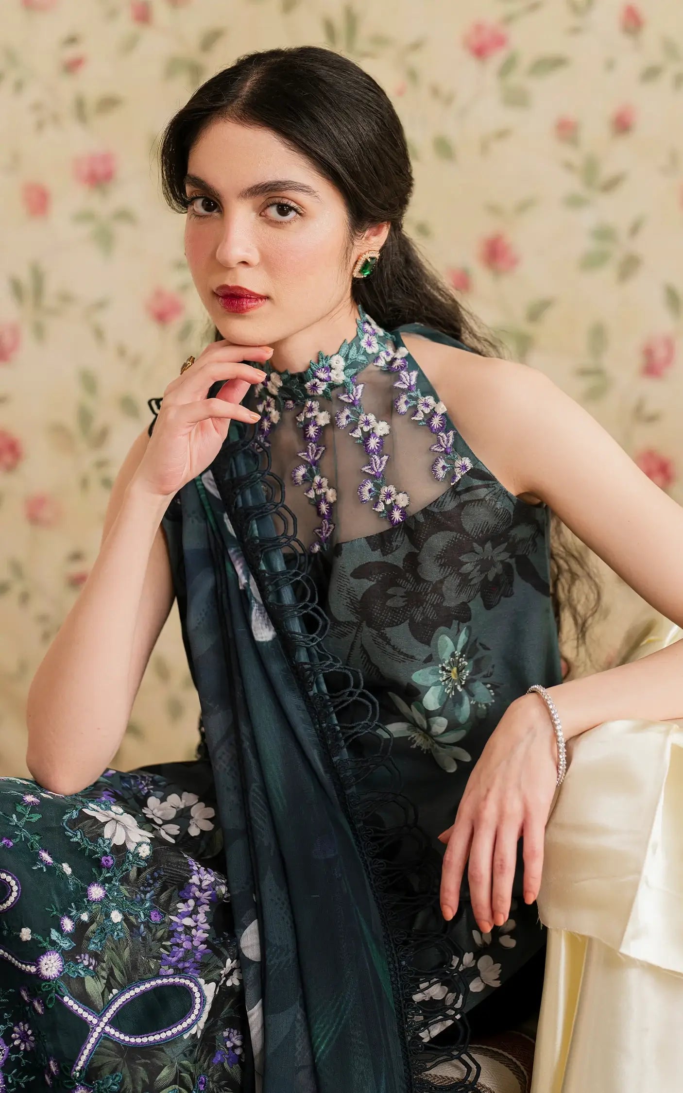 Asifa and Nabeel | Meraki Vintage 25 | Chandi Raatain (MVL25-12) L Black Lawn