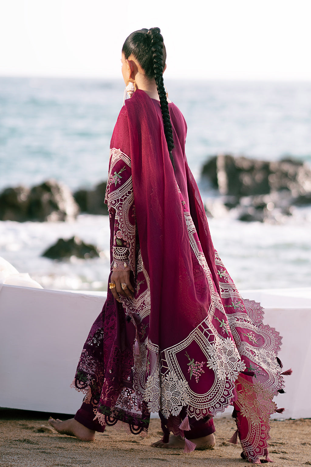 AJR Couture | Dastan Luxury Lawn 25 | Cherry Wine S Berry Lawn