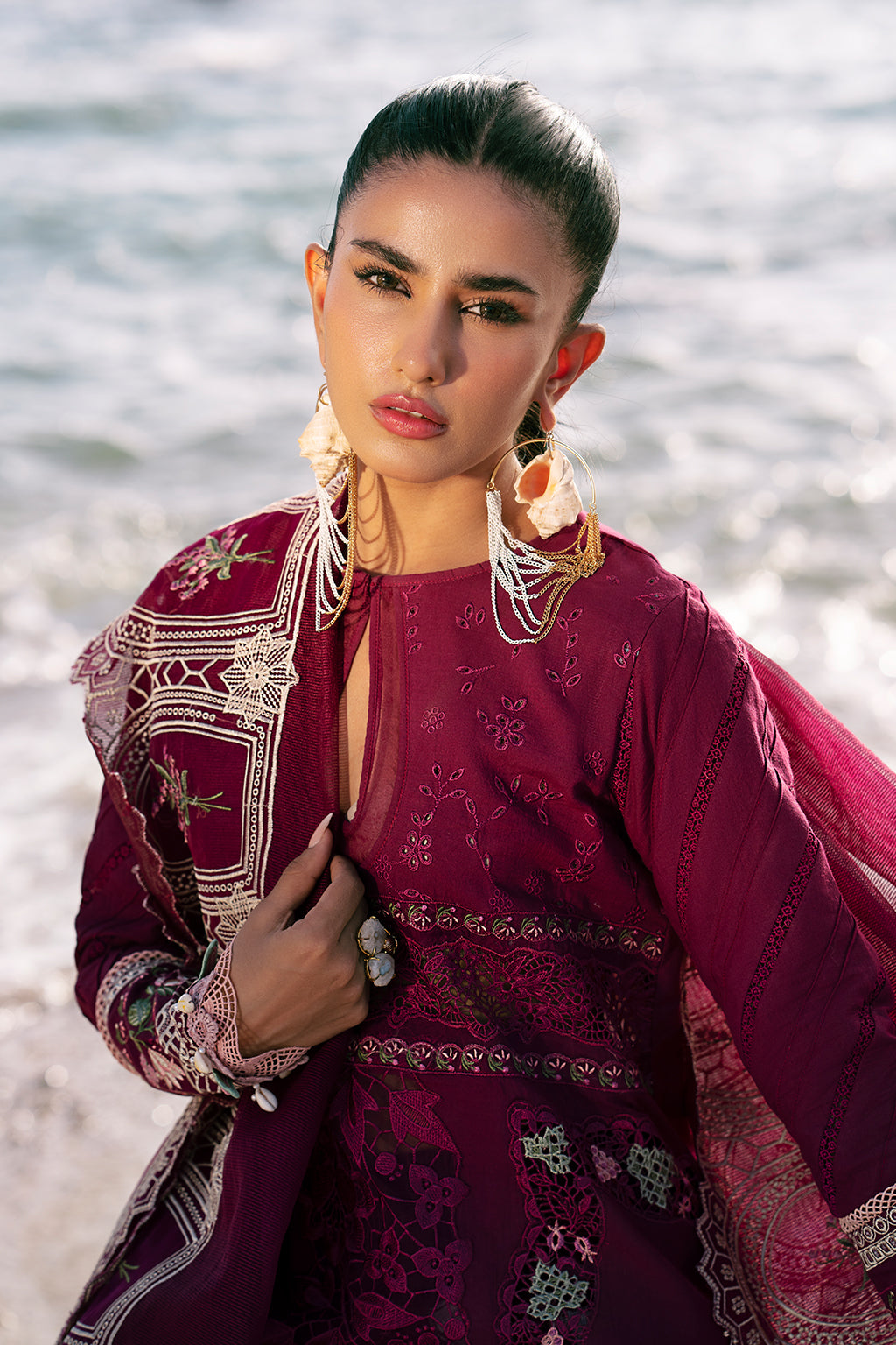 AJR Couture | Dastan Luxury Lawn 25 | Cherry Wine M Berry Lawn