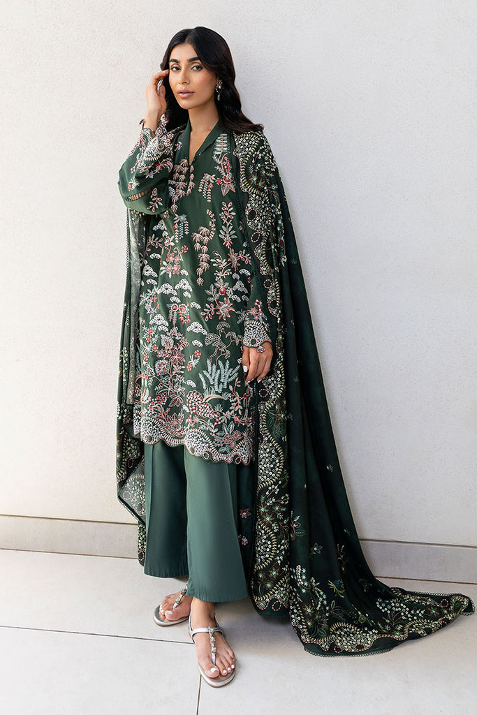 Cross Stitch | Cotton Satin 25 | GREEN ORNATE - Pakistani Designer Dress - by Cross Stitch - Type : Ladies Clothes - 100% Original at Saira Sultan