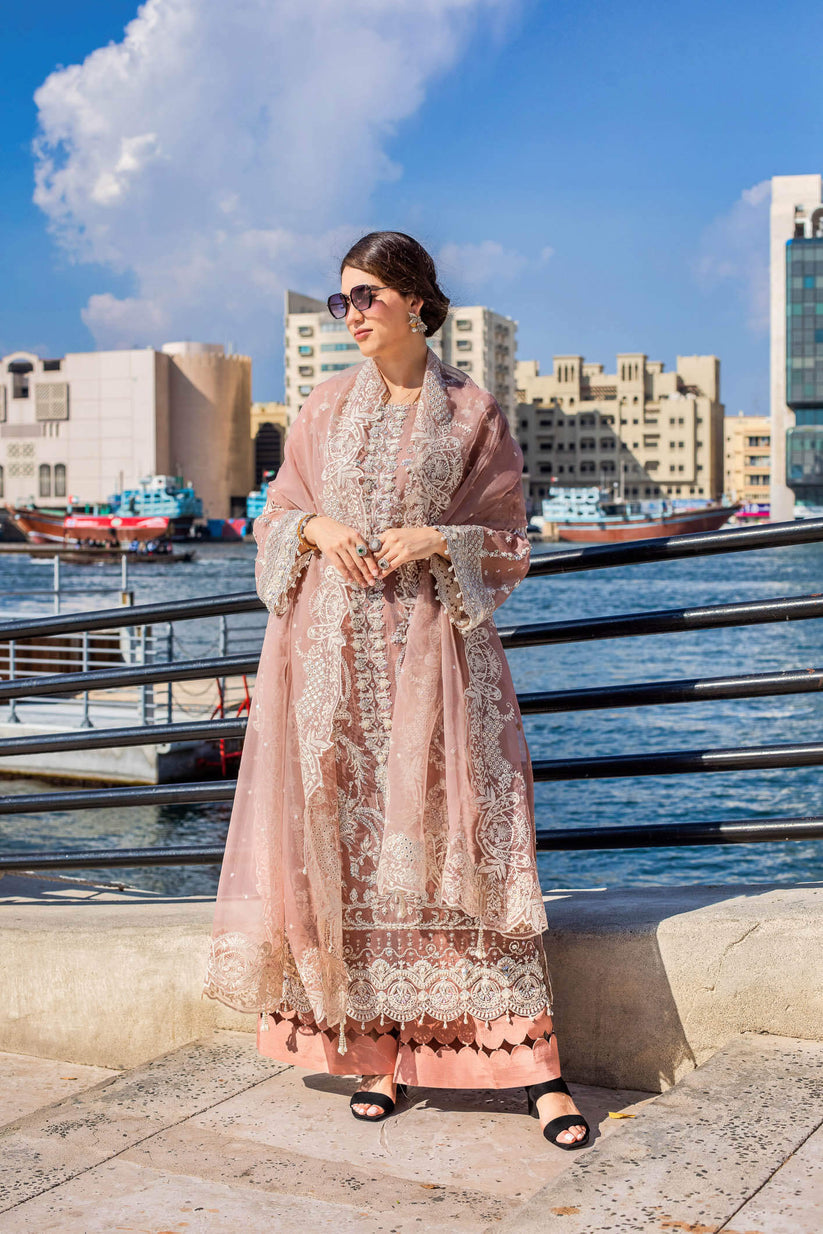 Kara | Kamdani Festive Collection | Cotton Candy L Salmon Pink Cotton Net