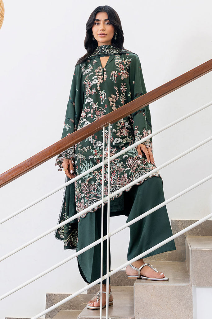 Cross Stitch | Cotton Satin 25 | GREEN ORNATE - Pakistani Designer Dress - by Cross Stitch - Type : Ladies Clothes - 100% Original at Saira Sultan