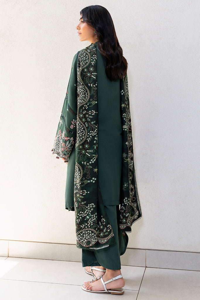 Cross Stitch | Cotton Satin 25 | GREEN ORNATE - Pakistani Designer Dress - by Cross Stitch - Type : Ladies Clothes - 100% Original at Saira Sultan