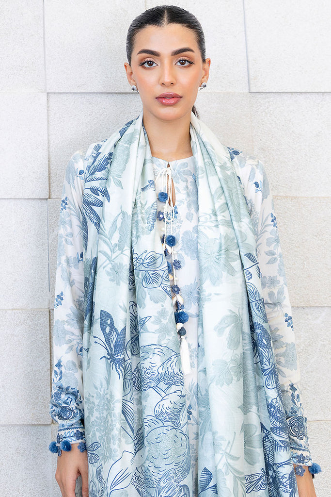 Cross Stitch | Cotton Satin 25 | WHIMSICAL TEAL - Pakistani Designer Dress - by Cross Stitch - Type : Ladies Clothes - 100% Original at Saira Sultan