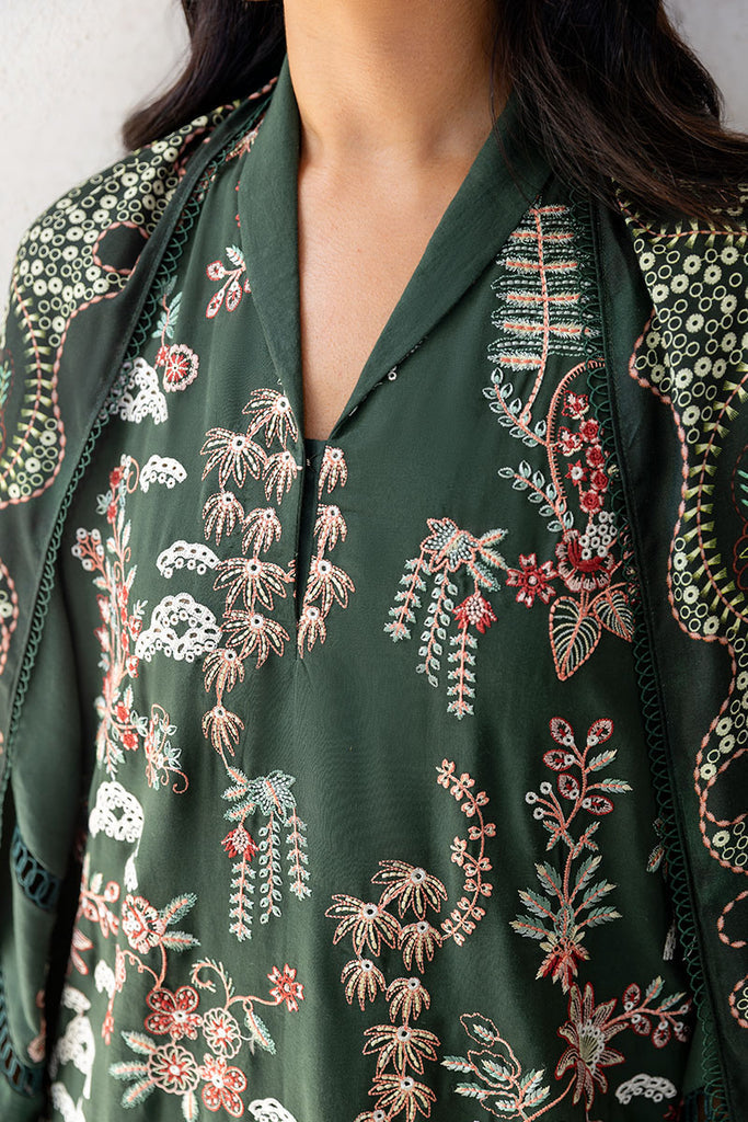 Cross Stitch | Cotton Satin 25 | GREEN ORNATE - Pakistani Designer Dress - by Cross Stitch - Type : Ladies Clothes - 100% Original at Saira Sultan