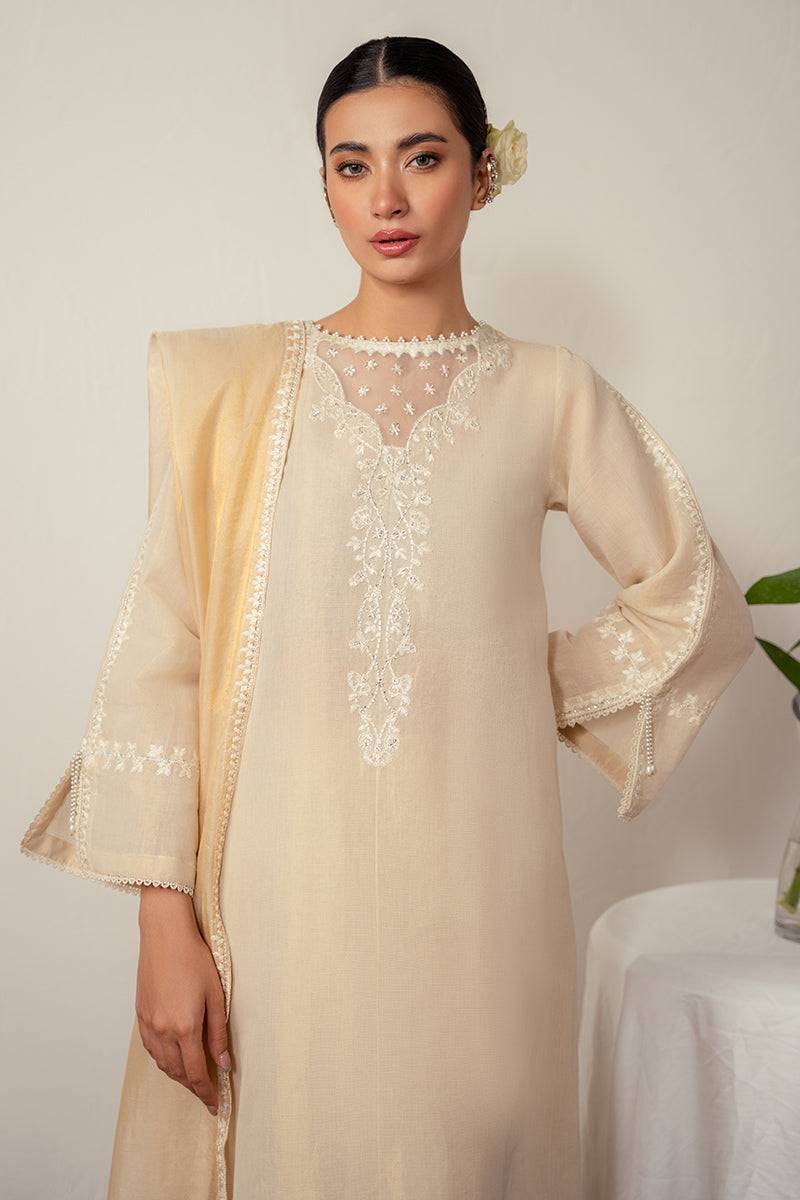 Cross Stitch | Eid Collection | PEARLED IVORY - Pakistani Designer Dress - by Cross Stitch | Type: Luxury - 100% Original at Saira Sultan