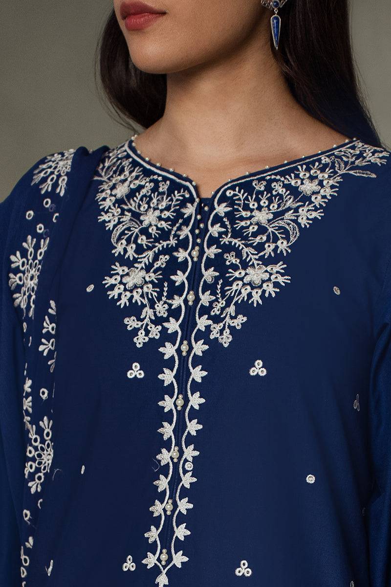 Cross Stitch | Eid Collection | MIDNIGHT BLUE - Pakistani Designer Dress - by Cross Stitch | Type: Luxury - 100% Original at Saira Sultan