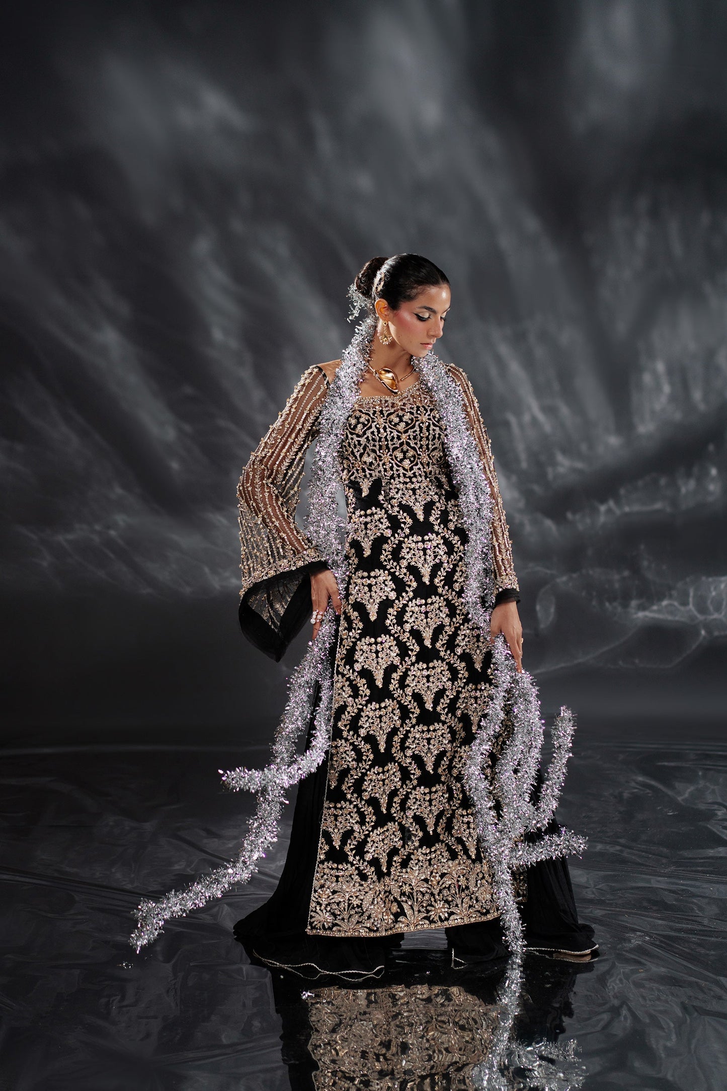Ammara Khan | Kara Wedding Formals | D-01 XL Black Net
