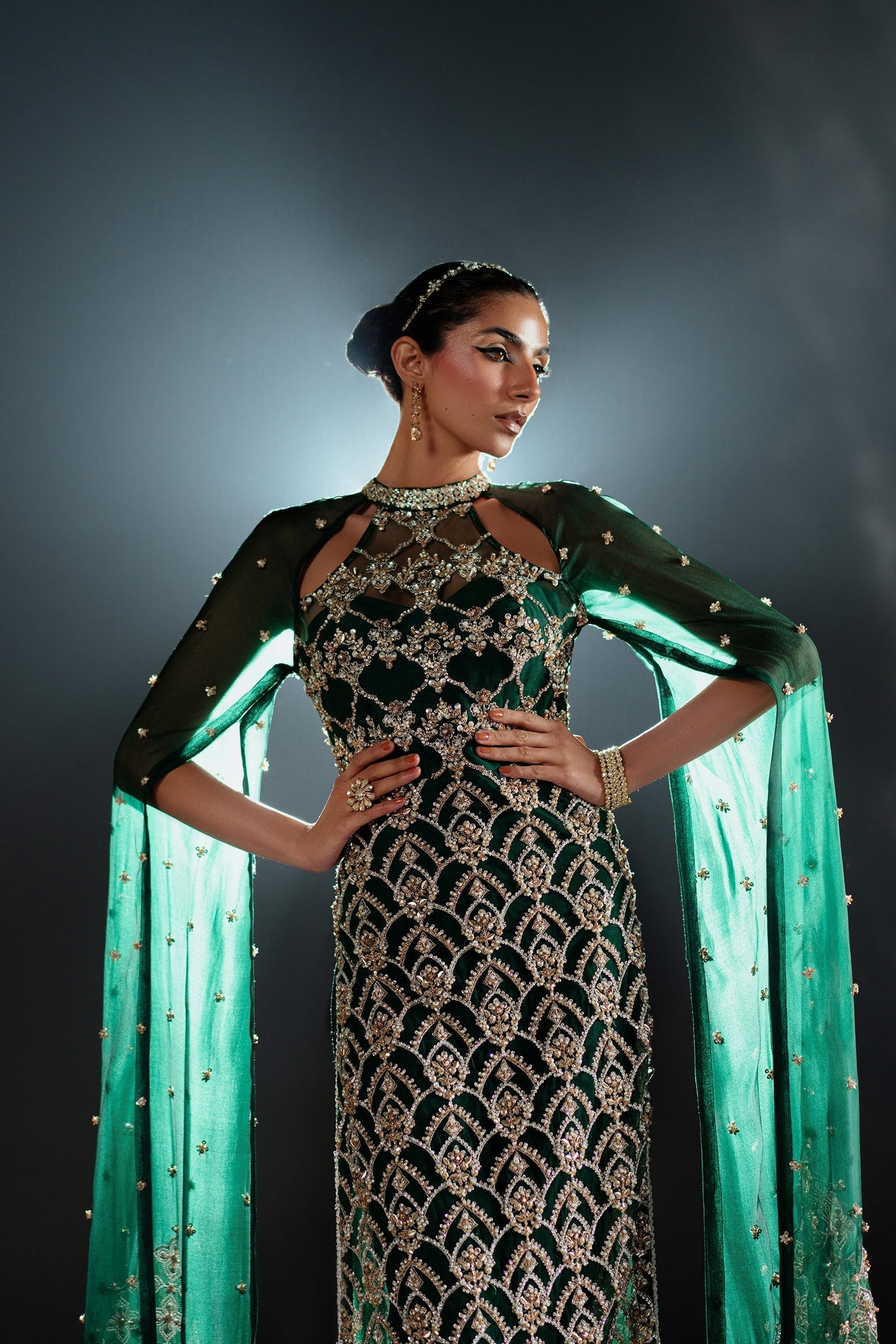 Ammara Khan | Kara Wedding Formals | D-03 L Deep Green Net