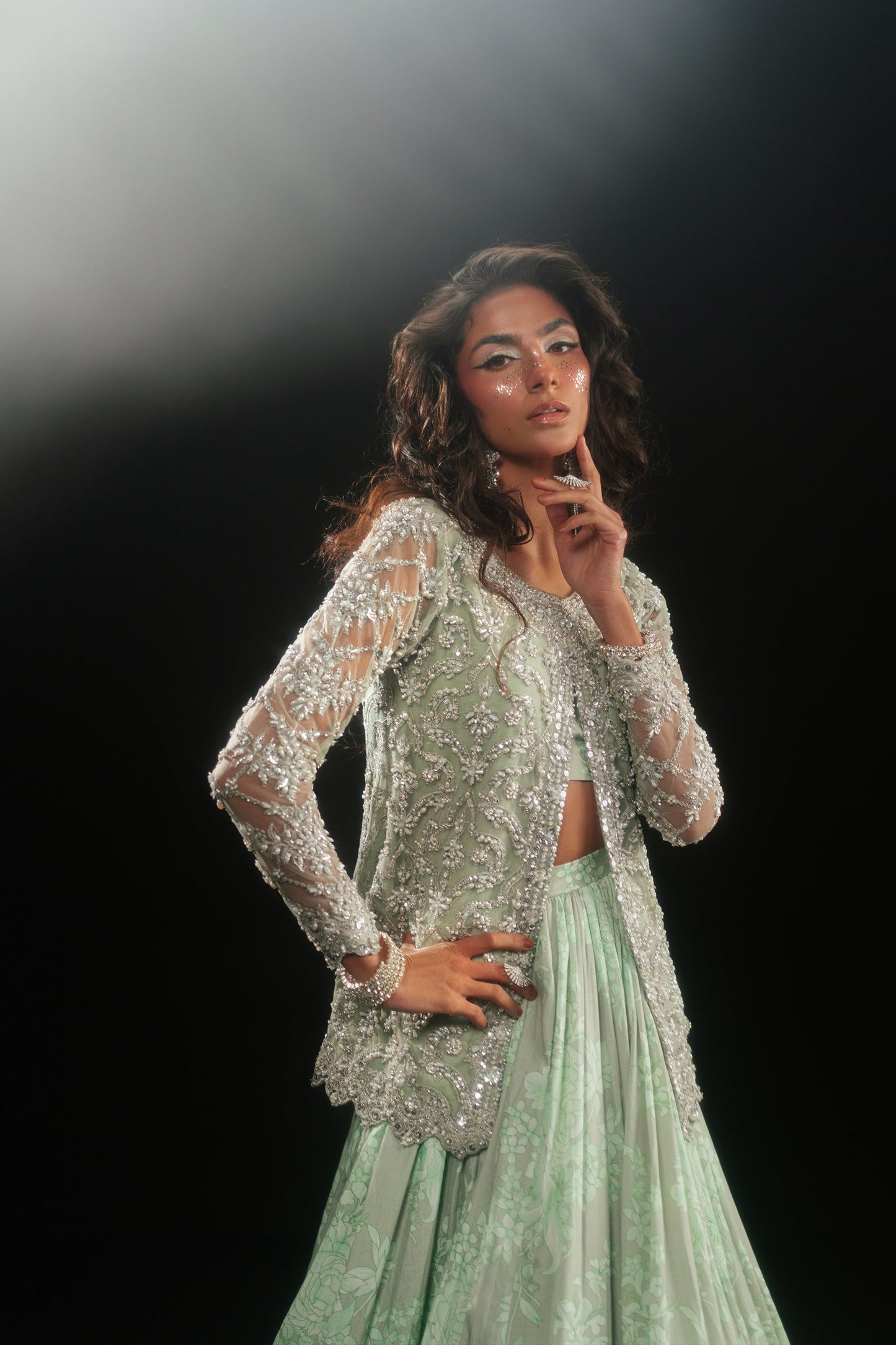 Ammara Khan | Kara Wedding Formals | D-05 L Mint Gray Net