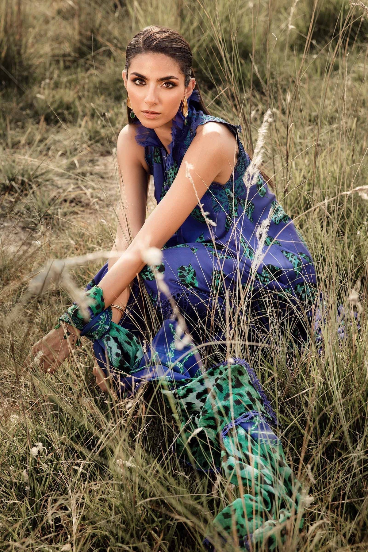 Maria B | M Prints Winter 24 | MPT-2410-A Custom Size Rich Navy Linen