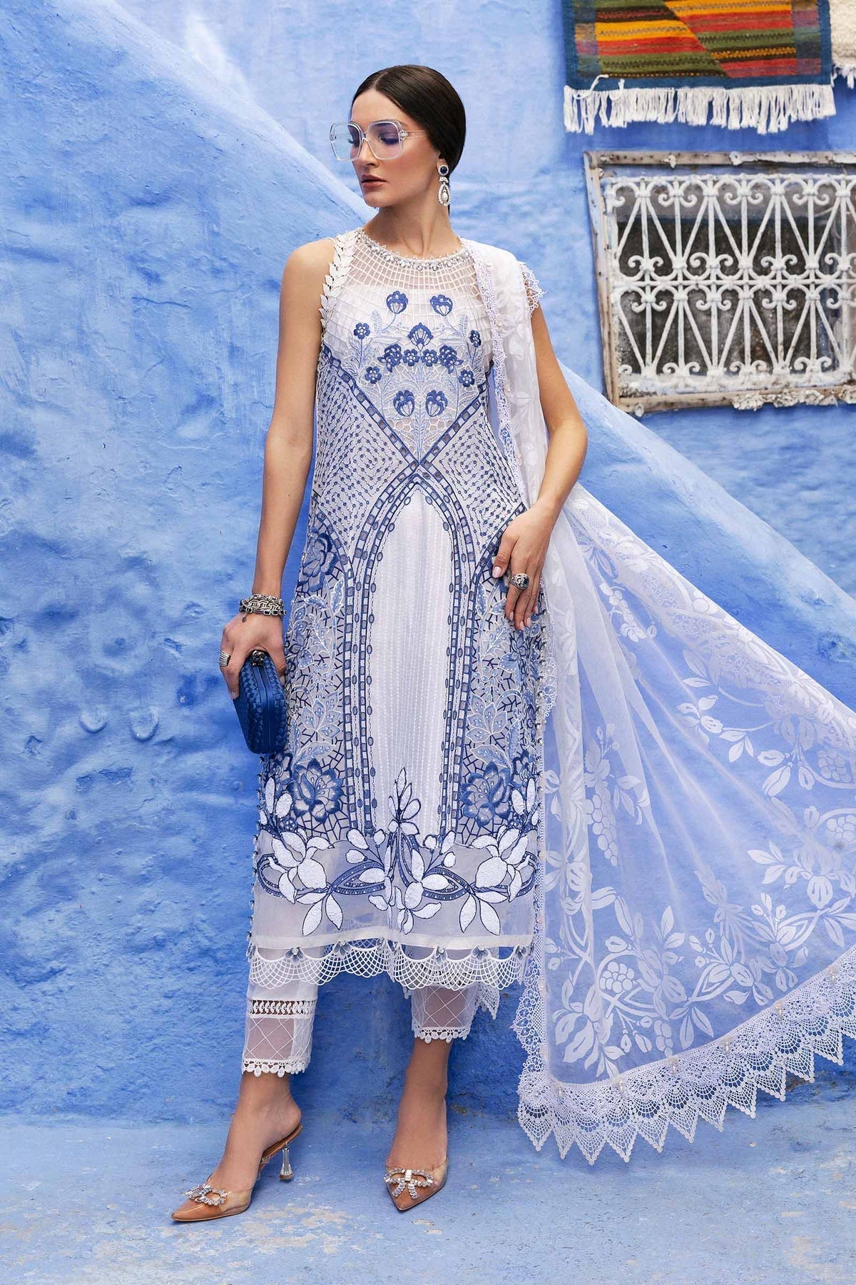 Maria B | Luxury Lawn 25 | D-2510-A XS Paper Cotton Long Open Shirt