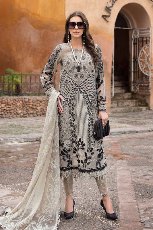 Maria B | Luxury Lawn 25 | D-2510-B XS Gray Paper Cotton