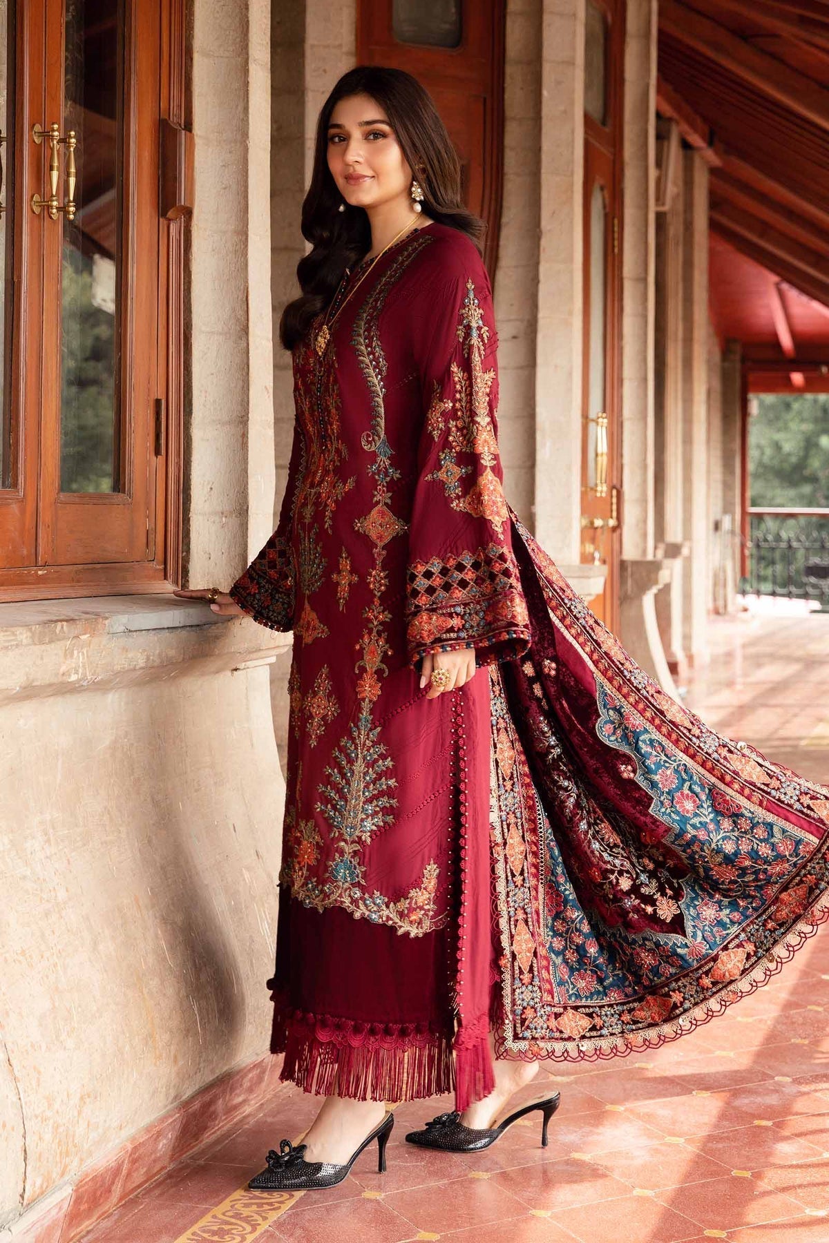 Maria B | Winter Luxe 24 | Velvet DL-1210 - Pakistani Designer Dress - by Maria B | Type: Ladies Clothes - 100% Original at Saira Sultan
