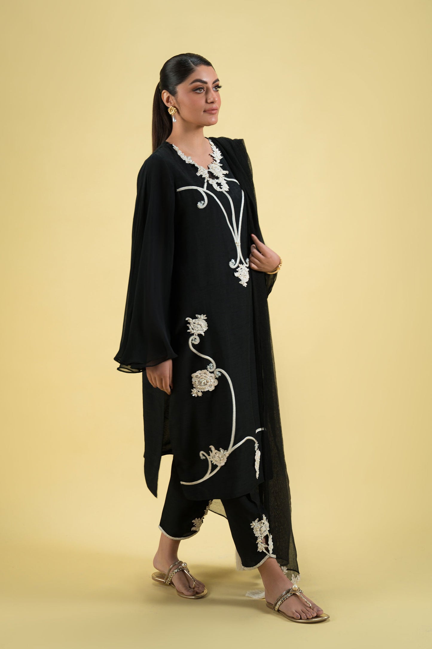 Ammara Khan | Sia 25 | D-11-B M Black Blended Silk