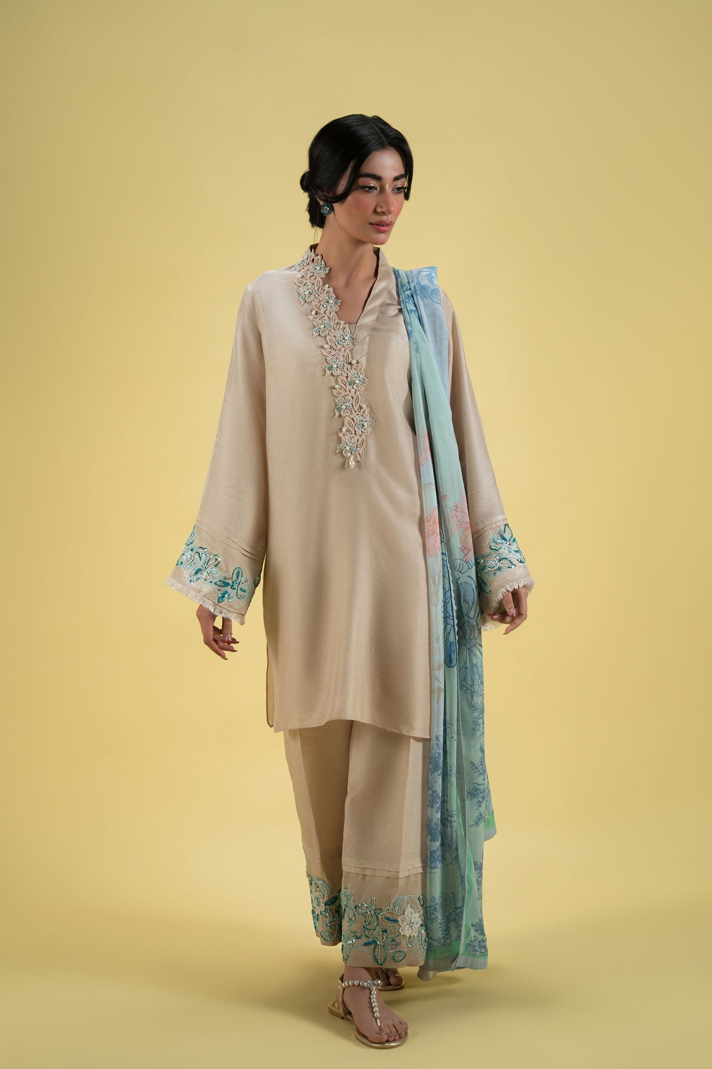 Ammara Khan | Sia 25 | D-12 XS Beige Blended Silk