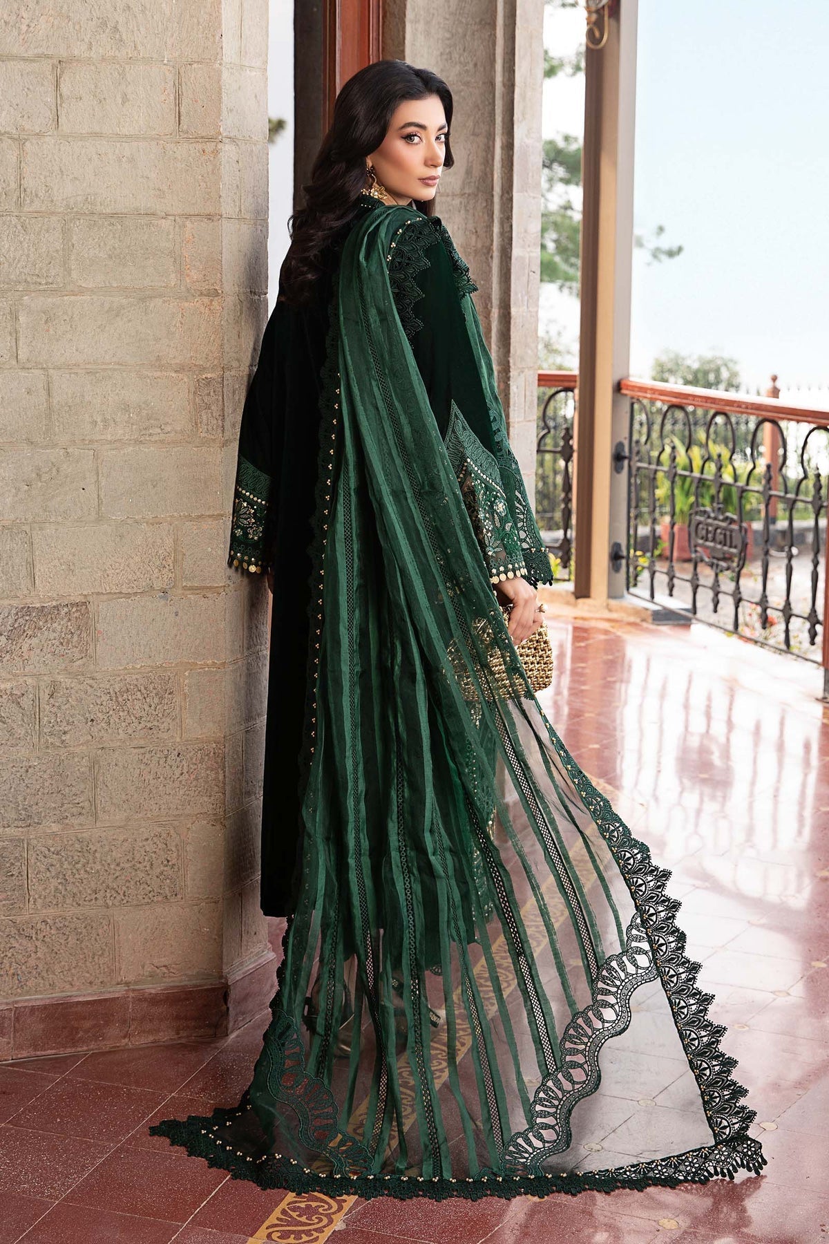 Maria B | Winter Luxe 24 | Velvet DL-1212 - Pakistani Designer Dress - by Maria B | Type: Ladies Clothes - 100% Original at Saira Sultan