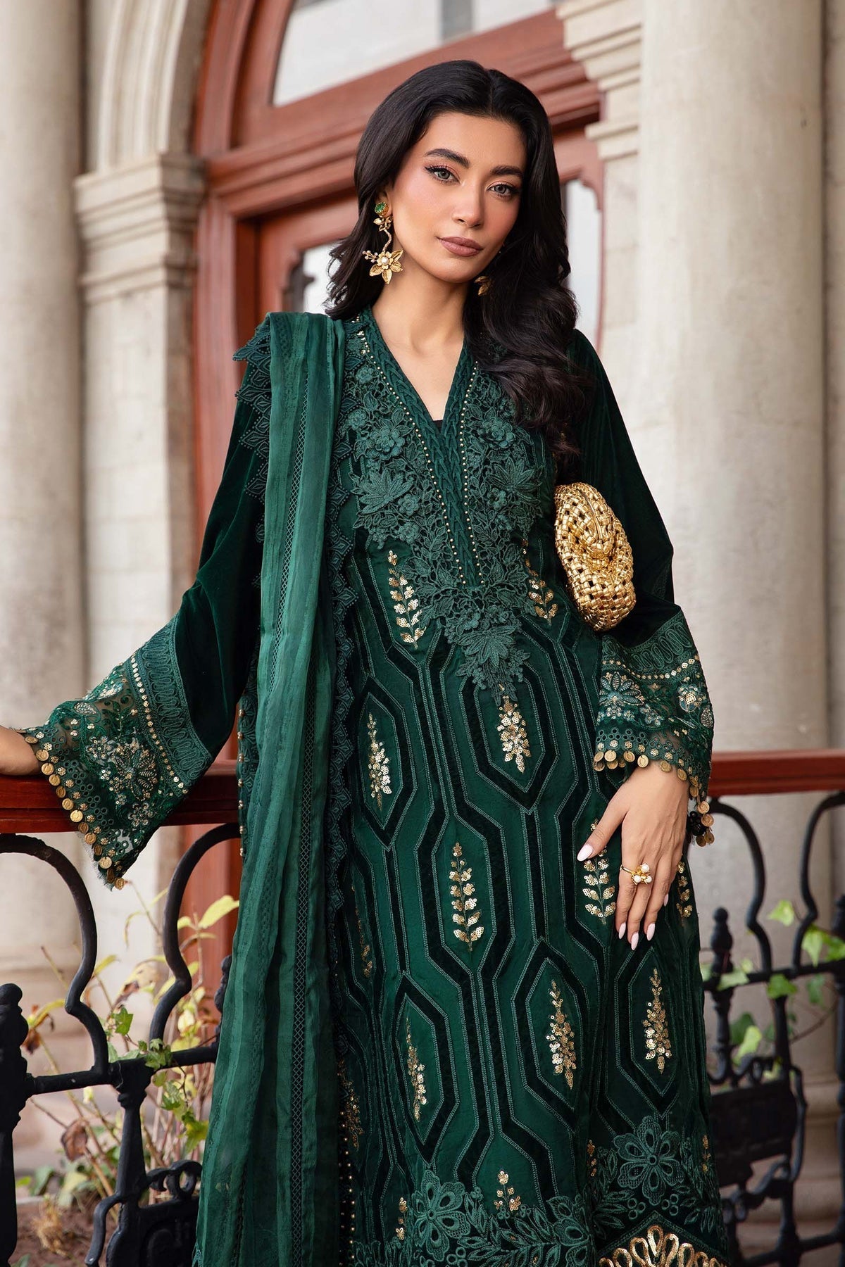Maria B | Winter Luxe 24 | Velvet DL-1212 - Pakistani Designer Dress - by Maria B | Type: Ladies Clothes - 100% Original at Saira Sultan