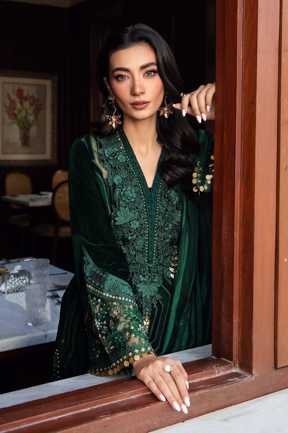 Maria B | Winter Luxe 24 | Velvet DL-1212 - Pakistani Designer Dress - by Maria B | Type: Ladies Clothes - 100% Original at Saira Sultan