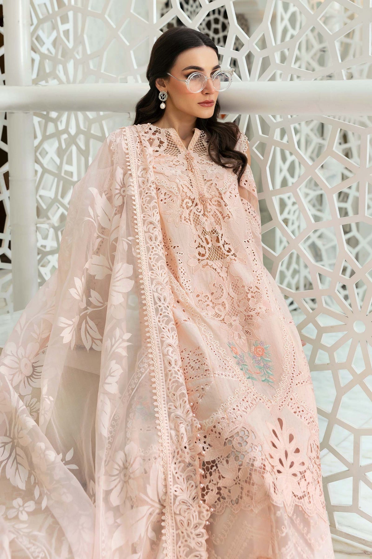 Maria B | Luxury Lawn 25 | D-2513-A L Pale Peach Lawn
