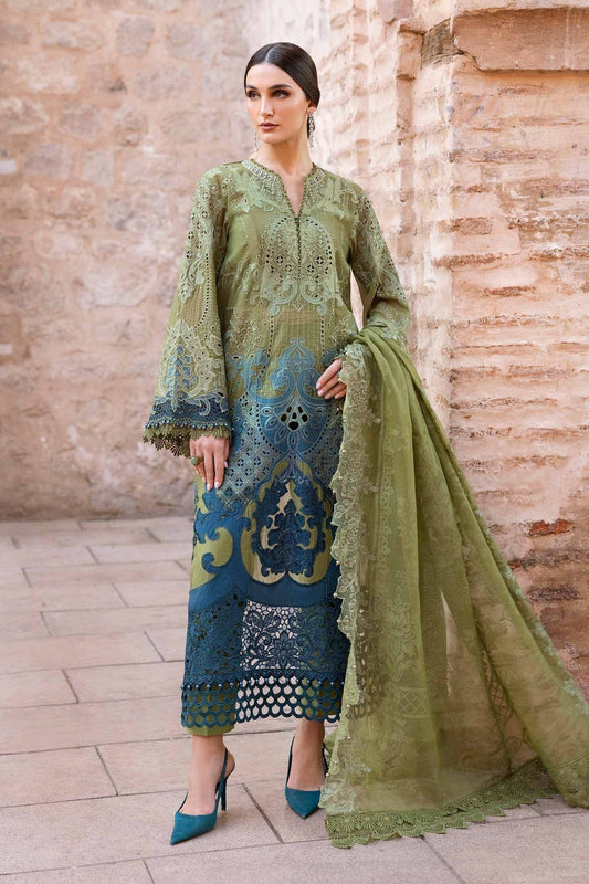 Maria B | Luxury Lawn 25 | D-2501-A XS Olive Paper Cotton