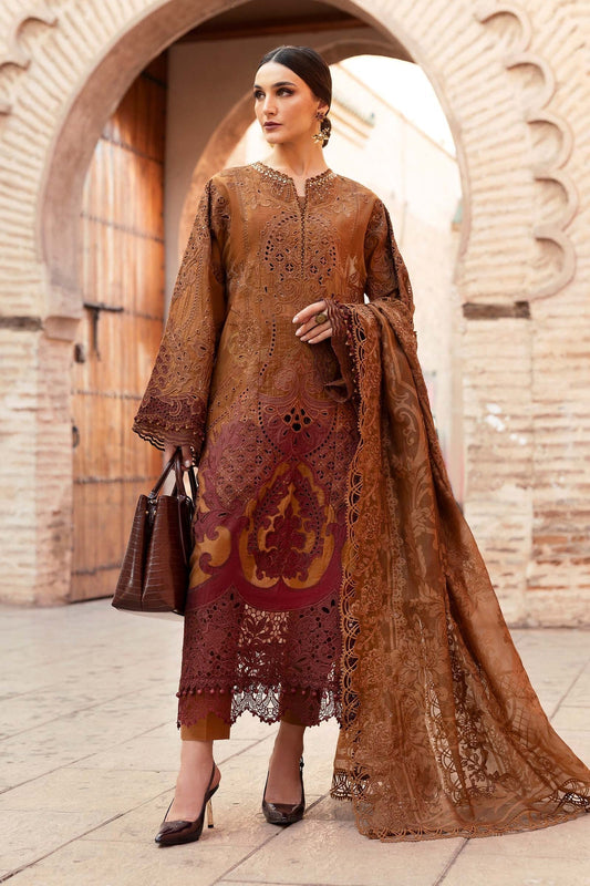 Maria B | Luxury Lawn 25 | D-2501-B XS Brown Paper Cotton